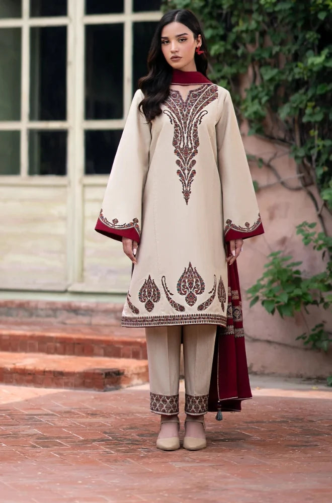 Embroidered Dhanak Unstitched 3PC Set | FS3043