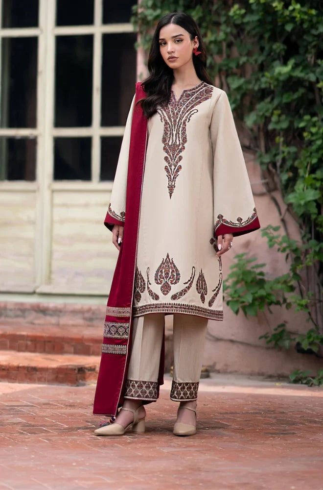 Embroidered Dhanak Unstitched 3PC Set | FS3043