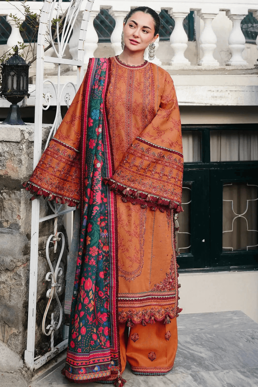 Embroidered Dhanak Unstitched 3PC Set | FS3073