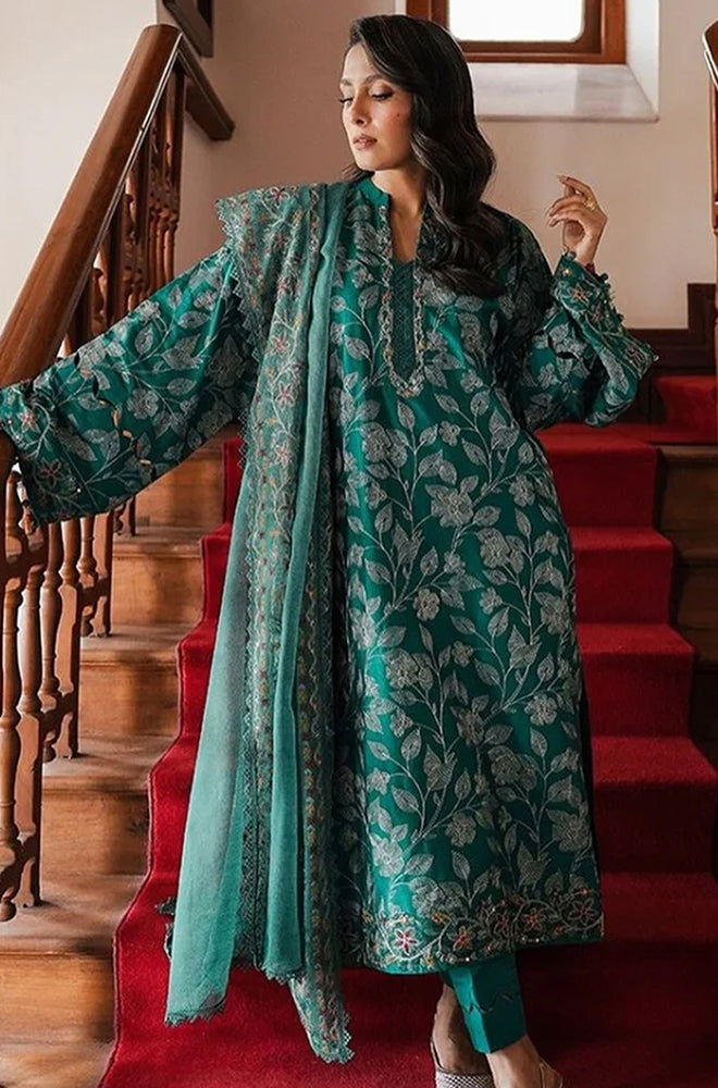 Embroidered Dhanak Unstitched 3PC Set | RF1185