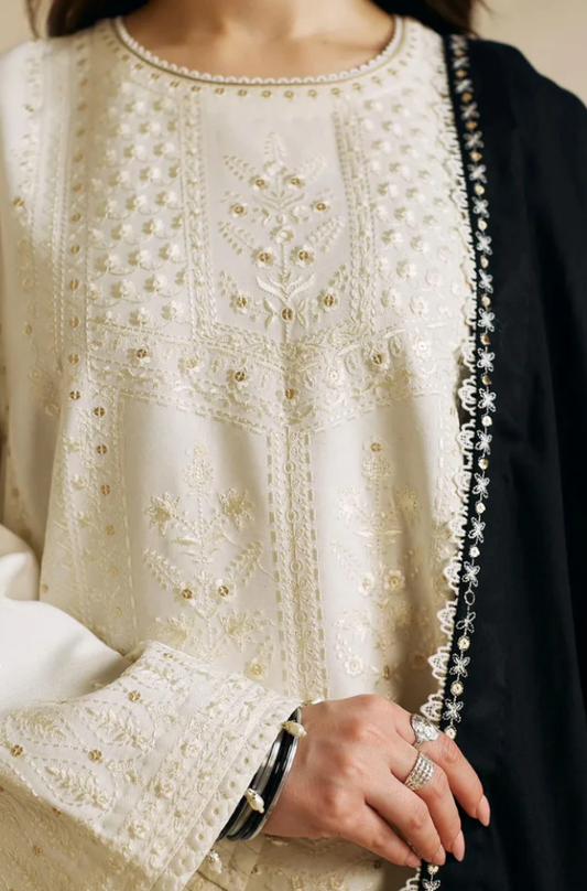 Embroidered Dhanak Unstitched 3PC Set | FS3037