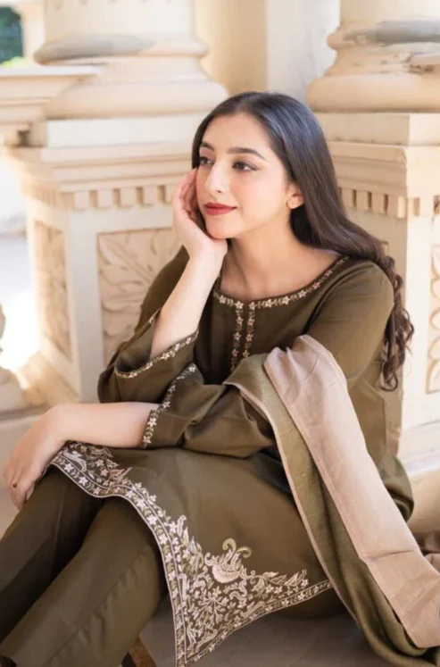 Embroidered Dhanak Unstitched 3PC Set | FS3019