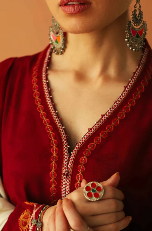 Embroidered Dhanak Unstitched 3PC Set | FS3044