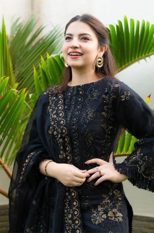 Embroidered Khaddar Unstitched 3PC Set | RJ6055