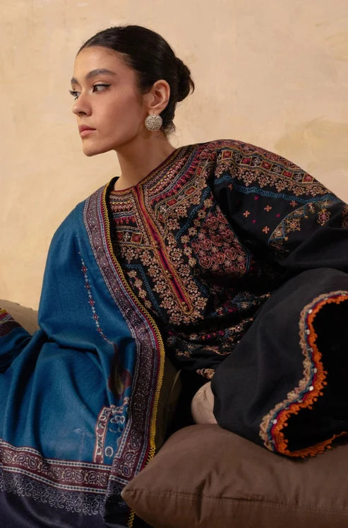 Embroidered Dhanak Unstitched 3PC Set | FS3038