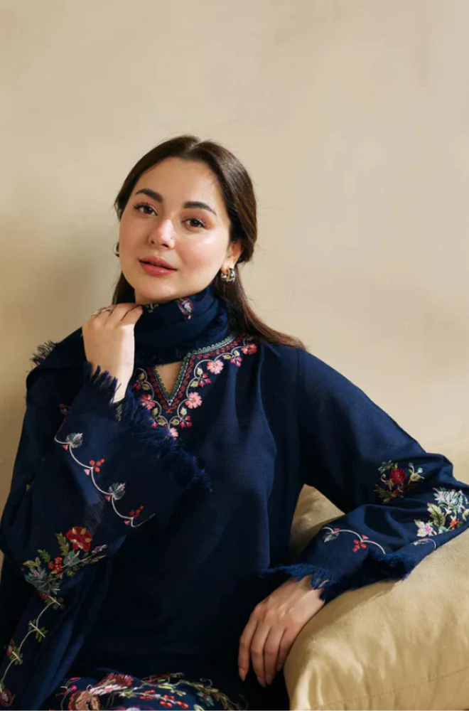 Embroidered Dhanak Unstitched 3PC Set | FS3040