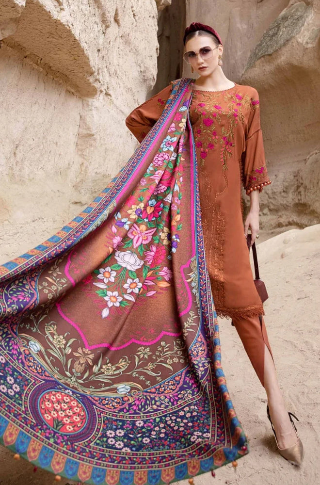 Embroidered Dhanak Unstitched 3PC Set | FS3029