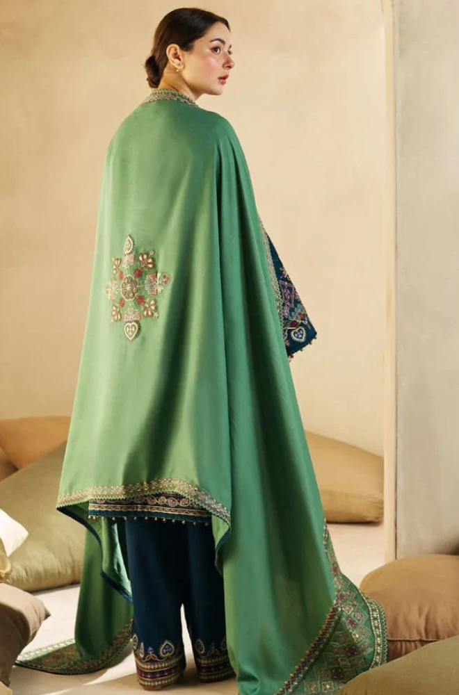 Embroidered Dhanak Unstitched 3PC Set | FS3034