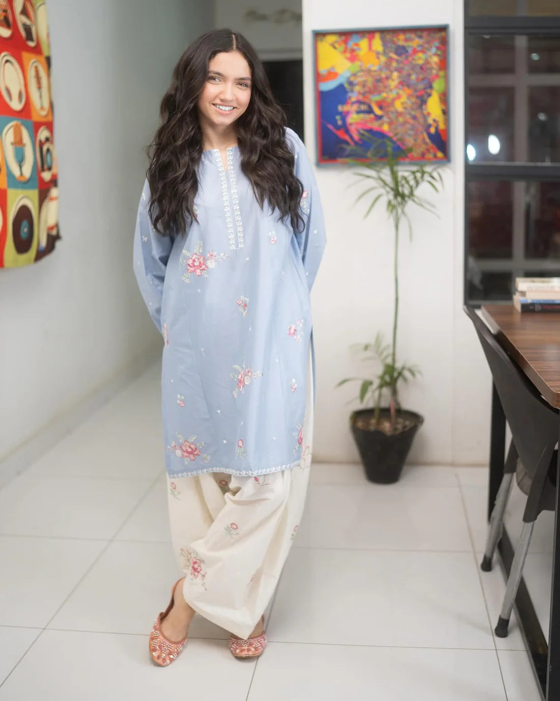 Embroidered Dhanak Unstitched 2PC Set | FS3017
