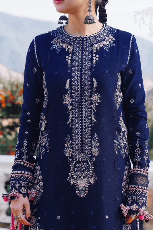 Embroidered Dhanak Unstitched 3PC Set | FS3074