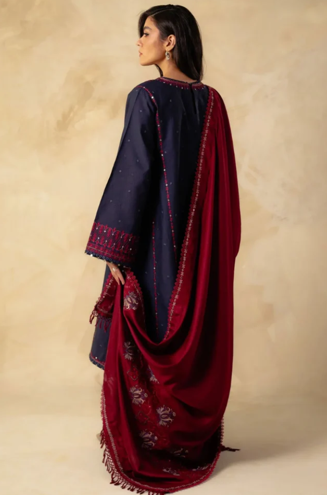 Embroidered Dhanak Unstitched 3PC Set | FS3039