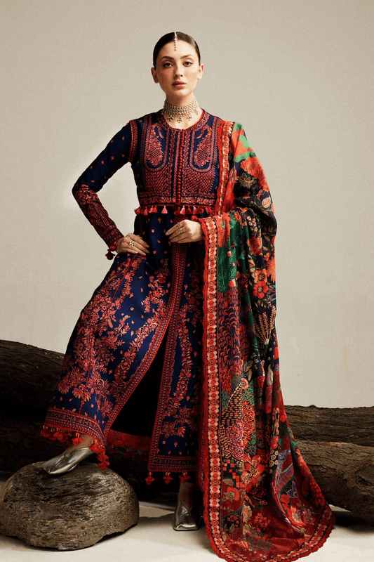 Embroidered Dhanak Unstitched 3PC Set | FS3075