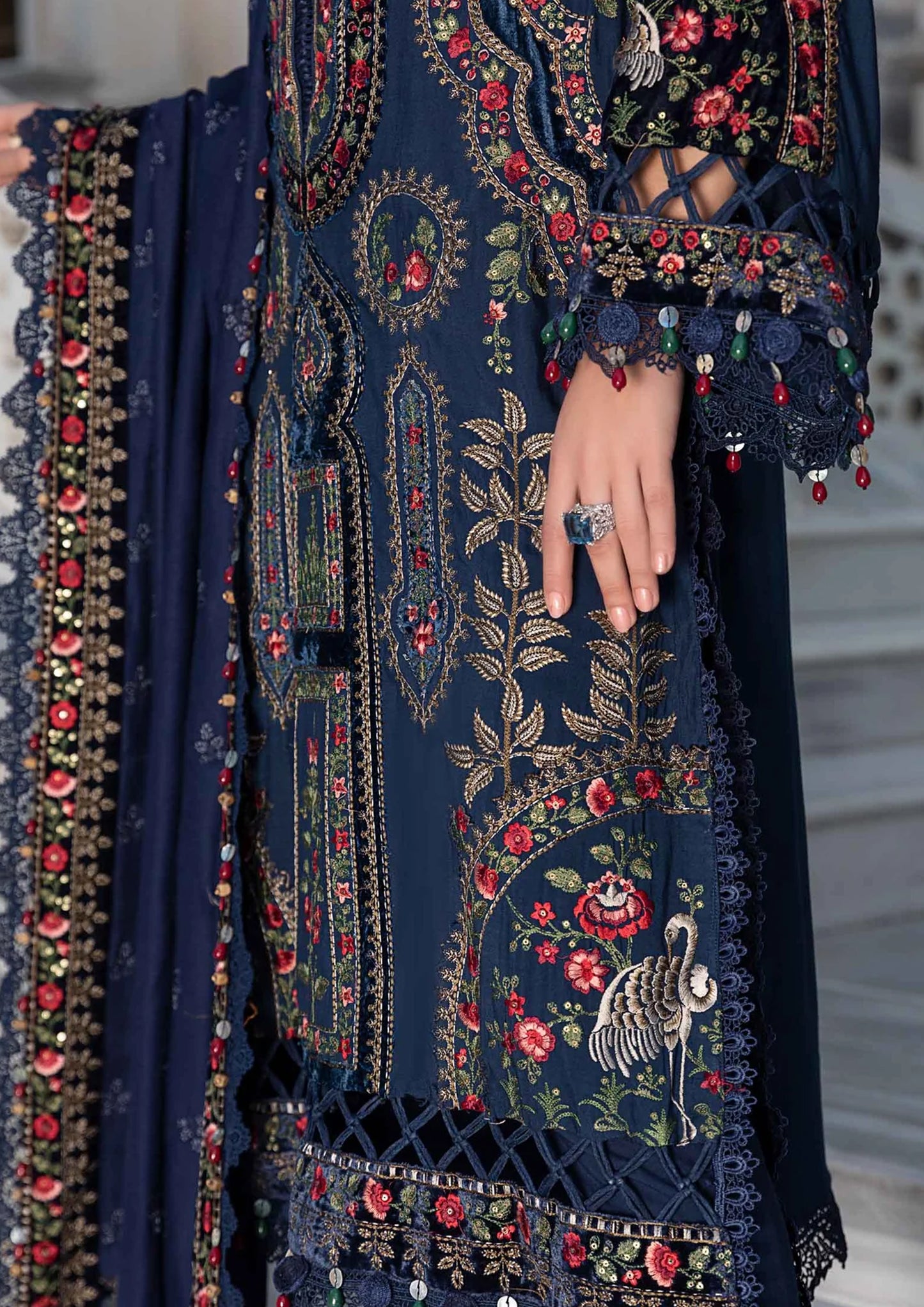 Embroidered Dhanak Unstitched 3PC Set | RJ6024