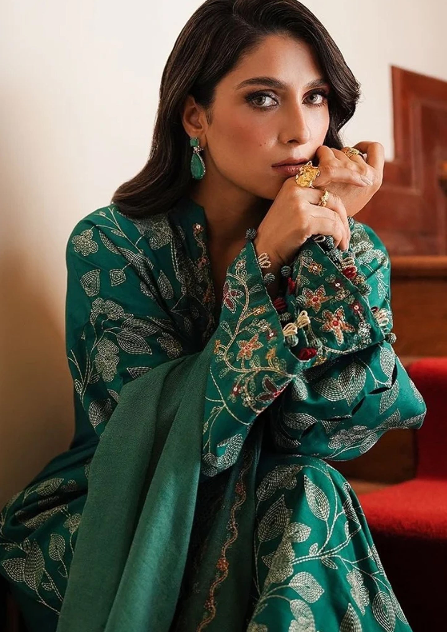 Embroidered Dhanak Unstitched 3PC Set | RF1185