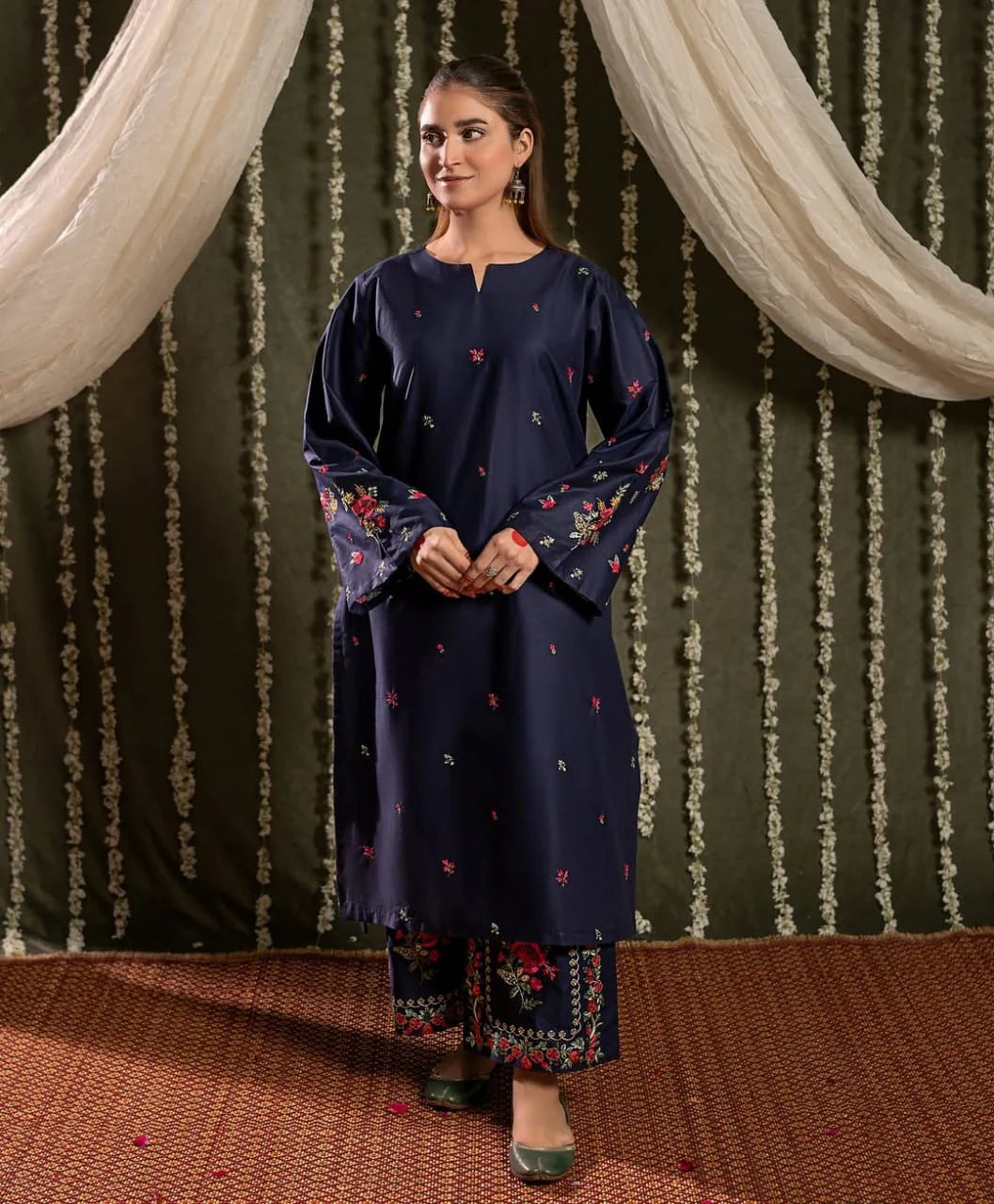 Embroidered Dhanak Unstitched 2PC Set | FS3014