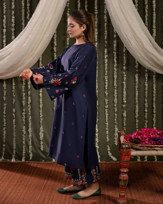 Embroidered Dhanak Unstitched 2PC Set | FS3014