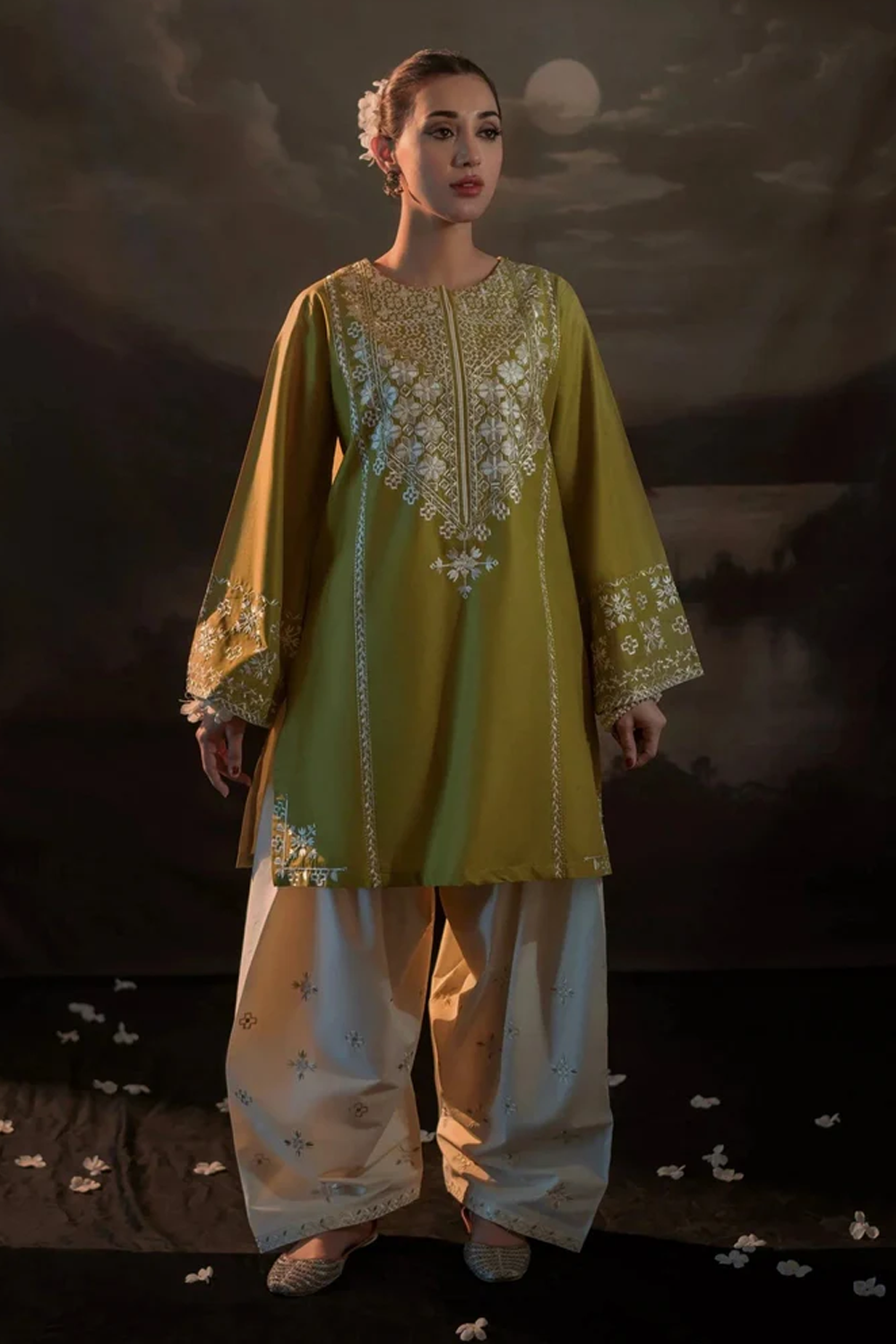 Embroidered Dhanak Unstitched 2PC Set | FS3016