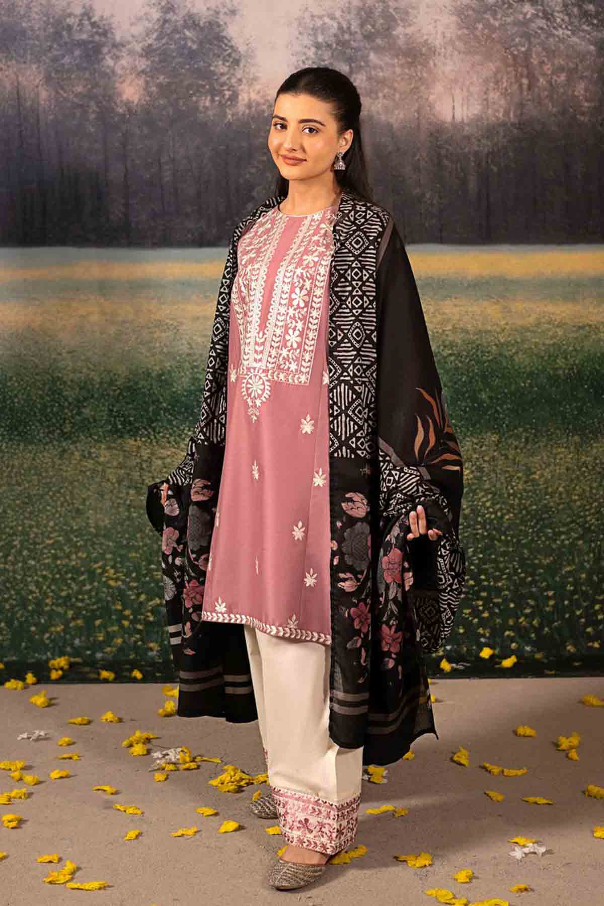 Embroidered Dhanak Unstitched 2PC Set | FS3015