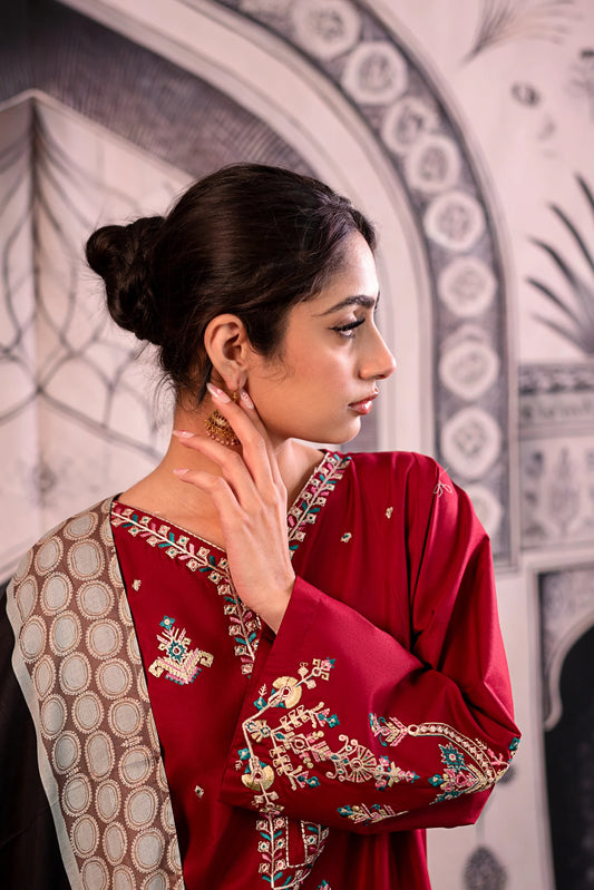 Embroidered Dhanak Unstitched 3PC Set | FS3013