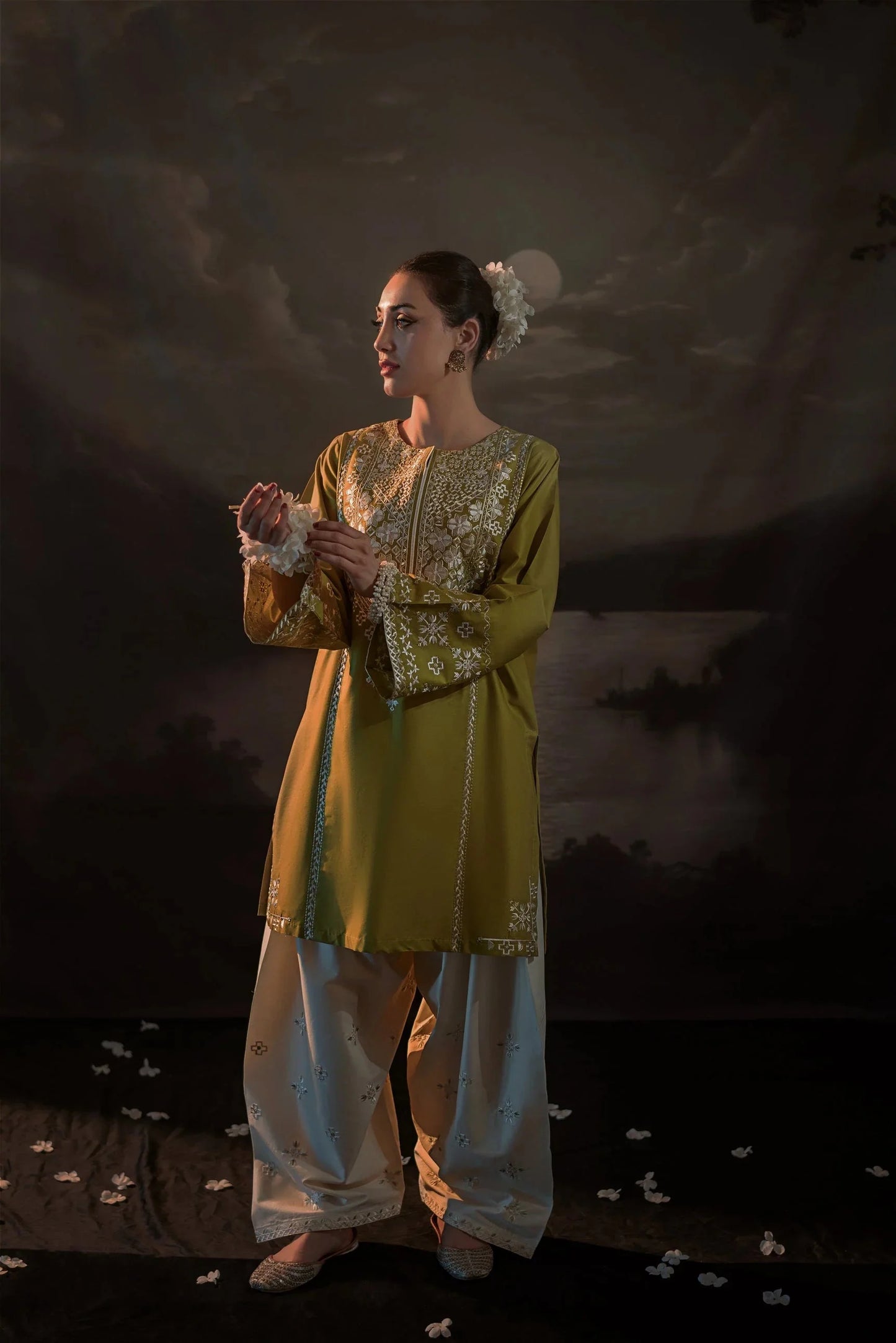 Embroidered Dhanak Unstitched 2PC Set | FS3016