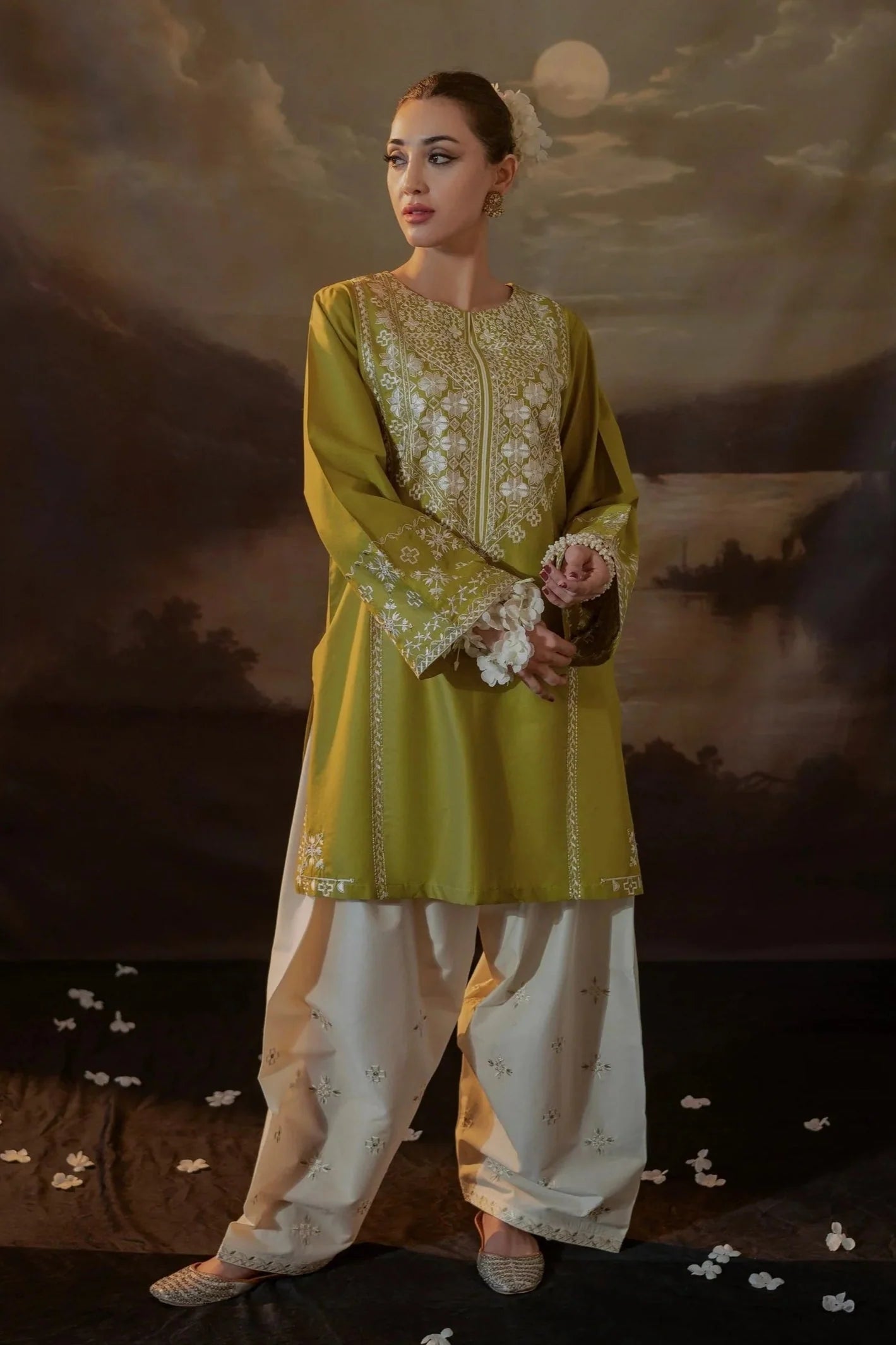 Embroidered Dhanak Unstitched 2PC Set | FS3016