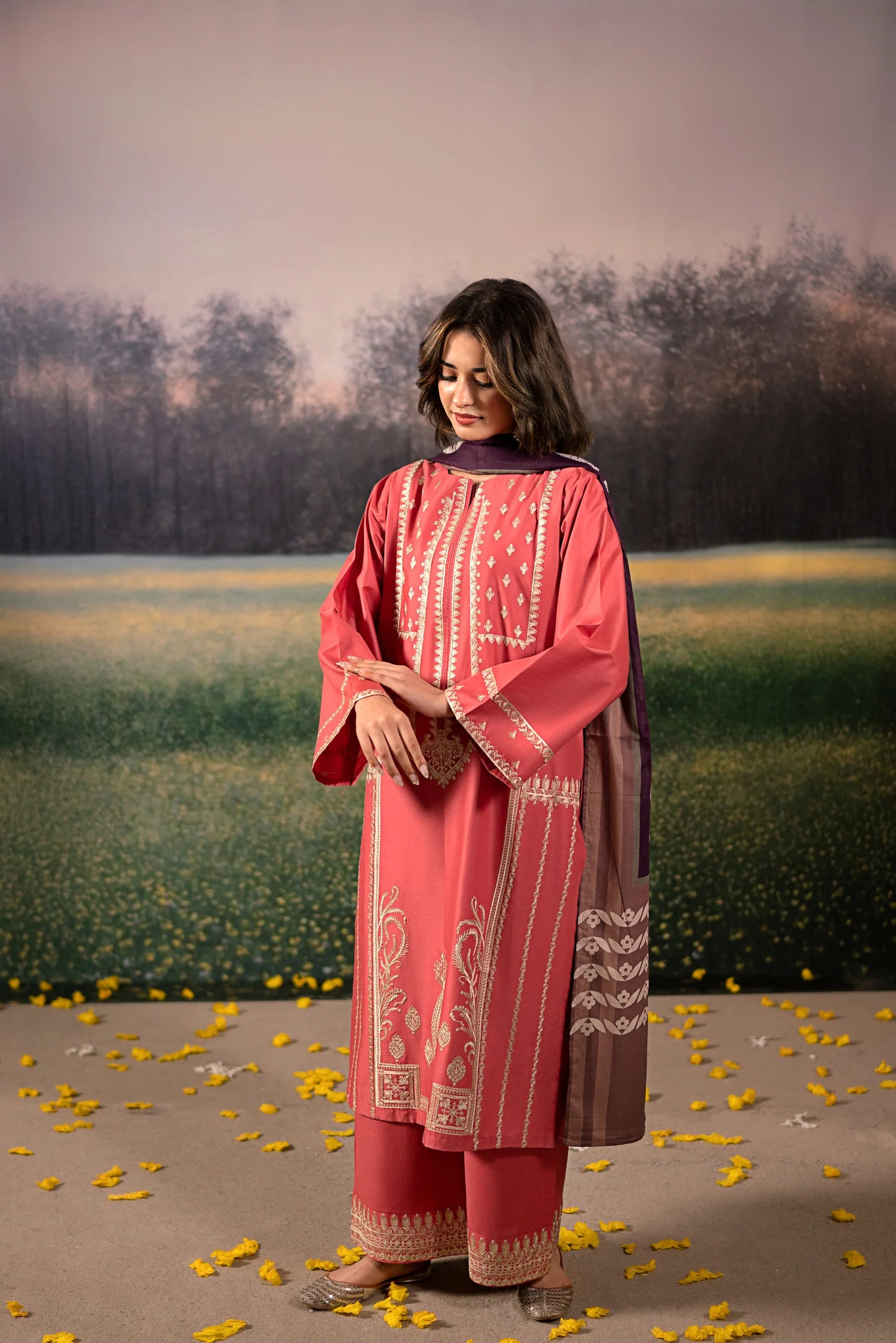 Embroidered Lawn Unstitched 3PC Set | MM1254
