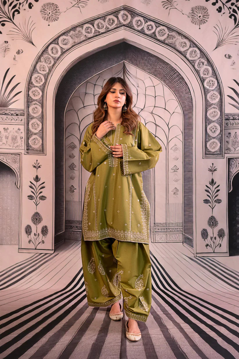 Embroidered Dhanak Unstitched 3PC Set | FS3012