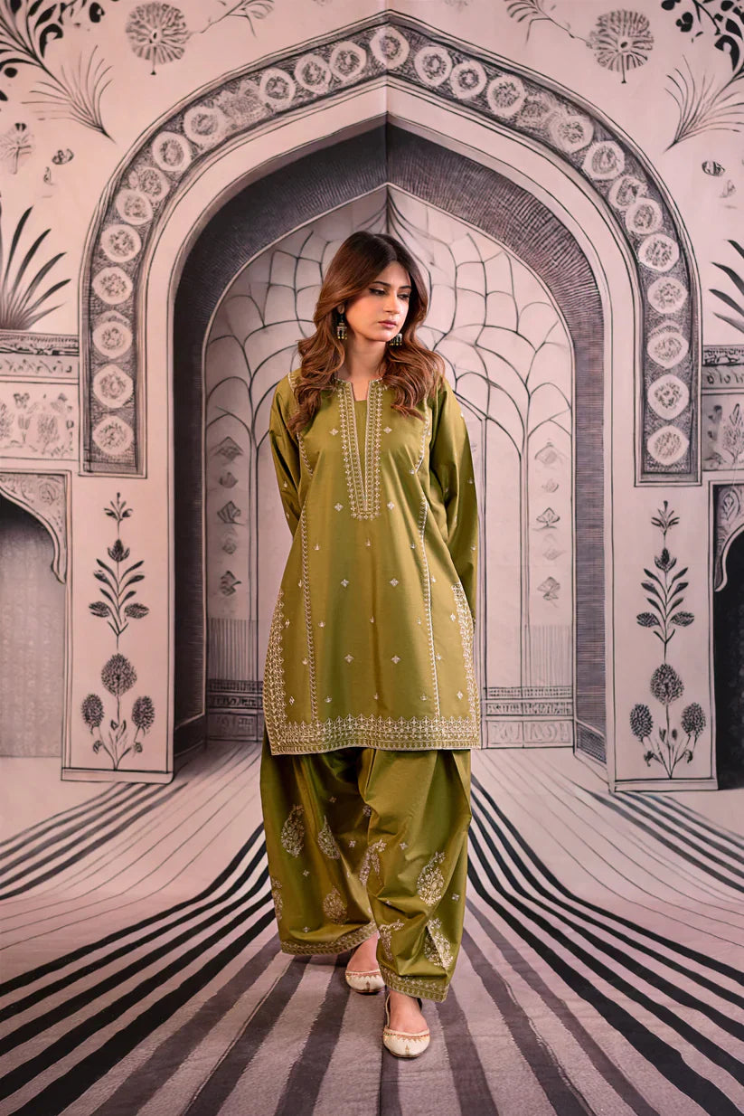 Embroidered Dhanak Unstitched 3PC Set | FS3012
