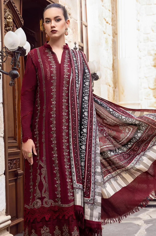 Embroidered Dhanak Unstitched 3PC Set | FS3025