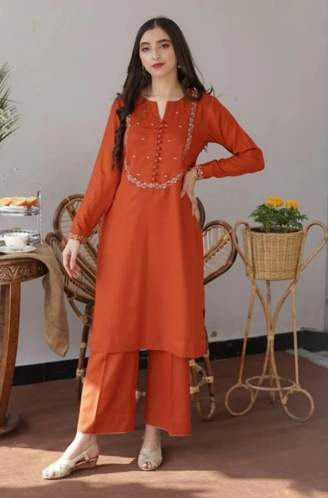 Embroidered Dhanak Unstitched 3PC Set | FS3018