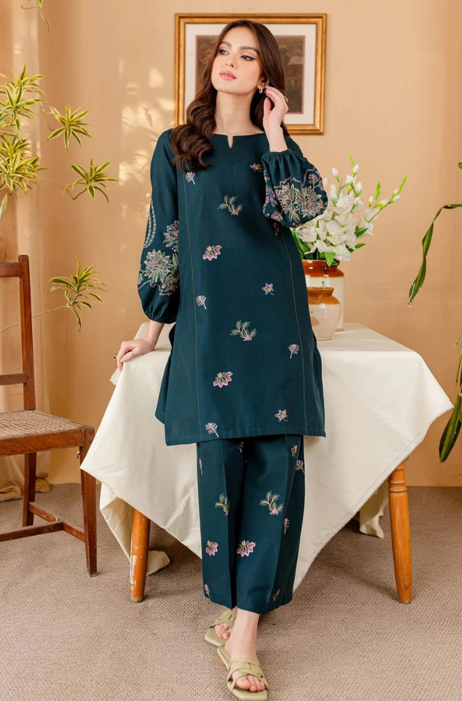 Embroidered Dhanak Unstitched 2PC Set | SC1022