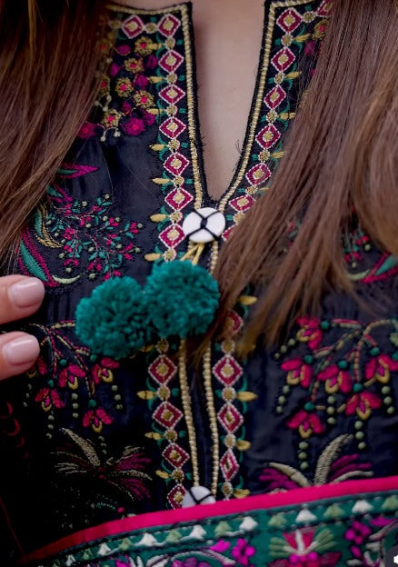 Embroidered Dhanak Unstitched 3PC Set | FS3095