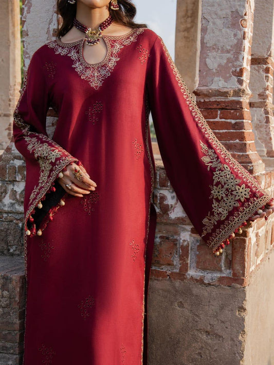 Embroidered Dhanak Unstitched 3PC Set | FS3141