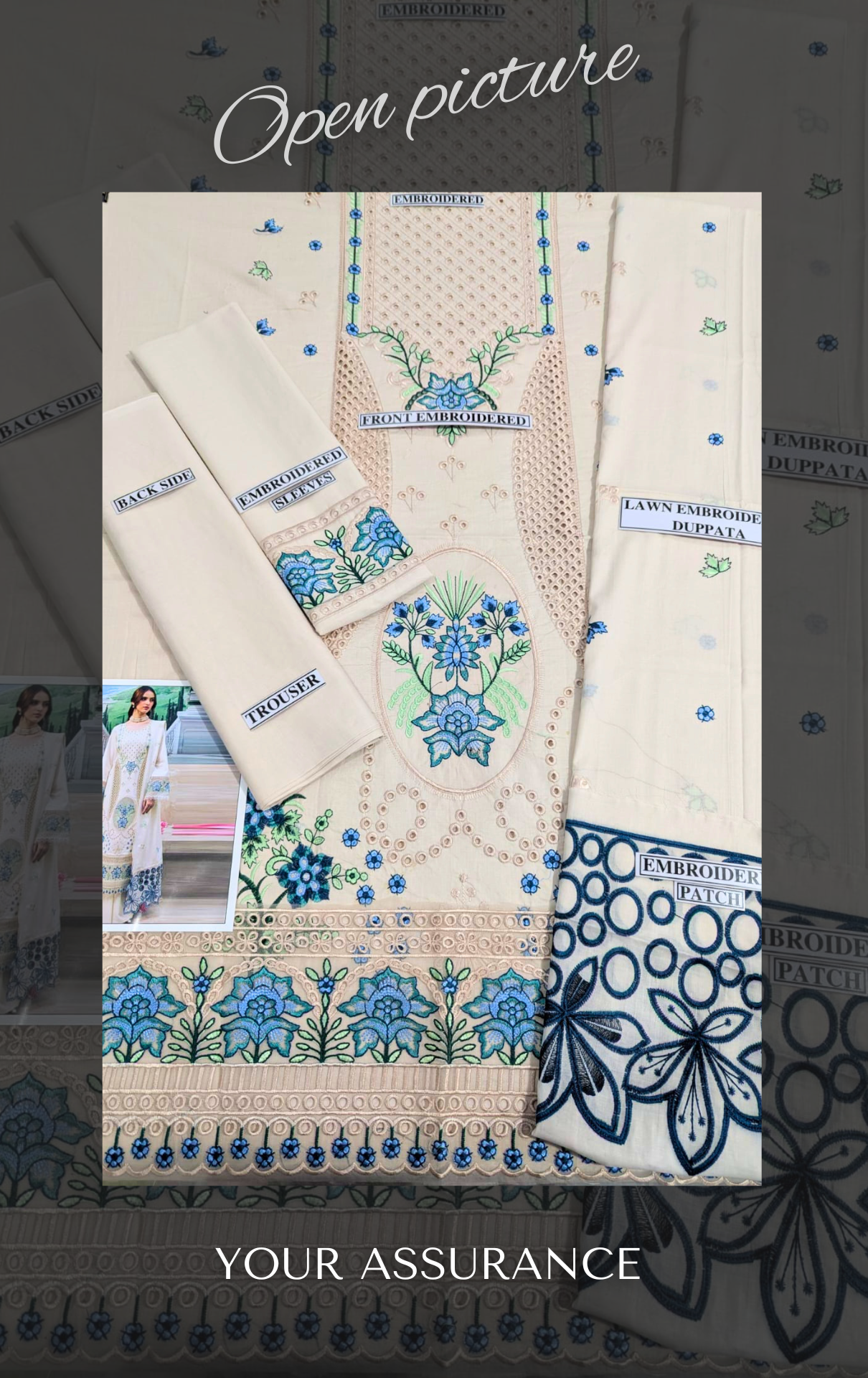 Embroidered Lawn Unstitched 3PC Set | RJ7114