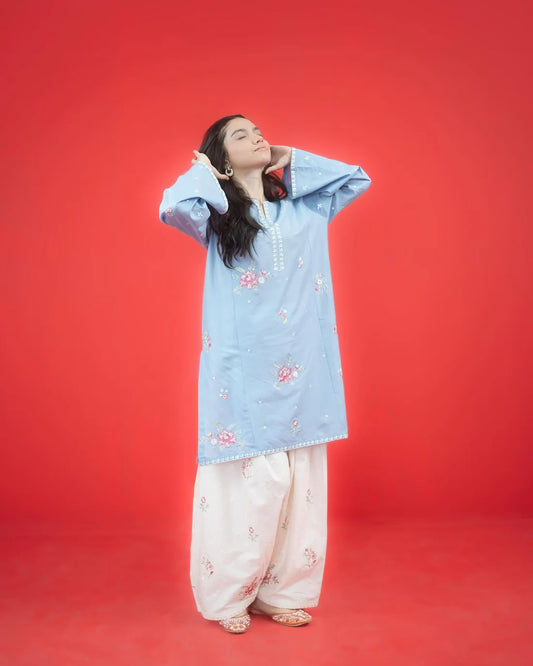 Embroidered Dhanak Unstitched 2PC Set | FS3017