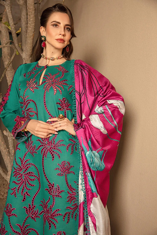 Embroidered Dhanak Unstitched 3PC Set | FS3134