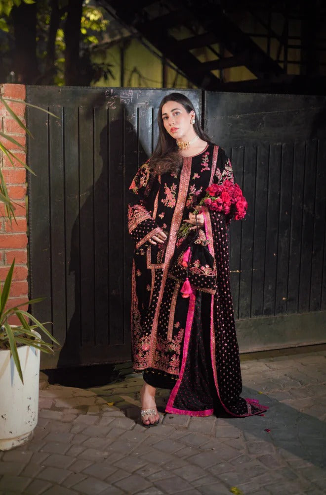 Embroidered Velvet Unstitched 3PC Set | FS3127