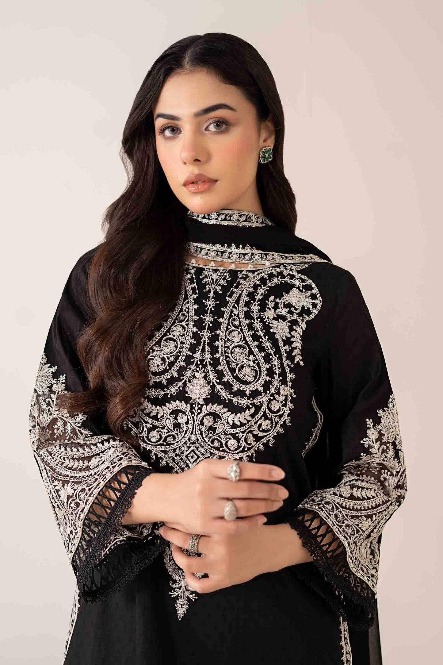 Embroidered Dhanak Unstitched 3PC Set | FS3064