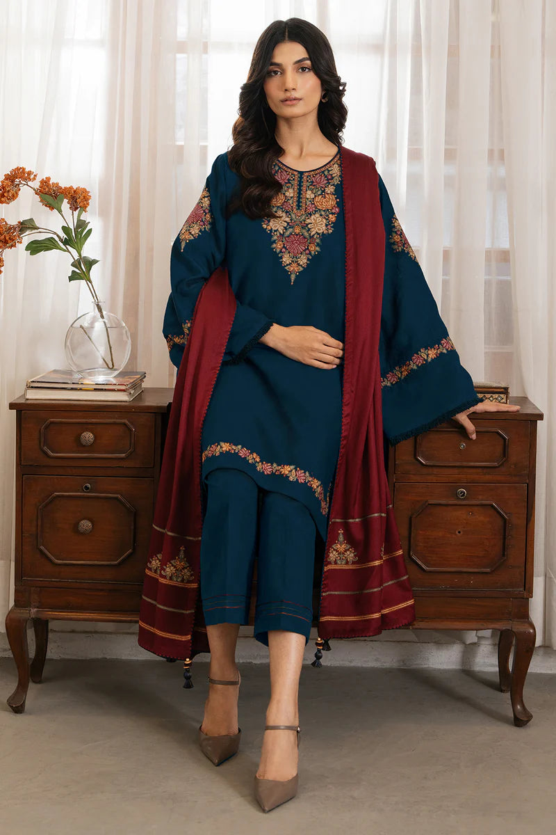 Embroidered Dhanak Unstitched 3PC Set | FS3063