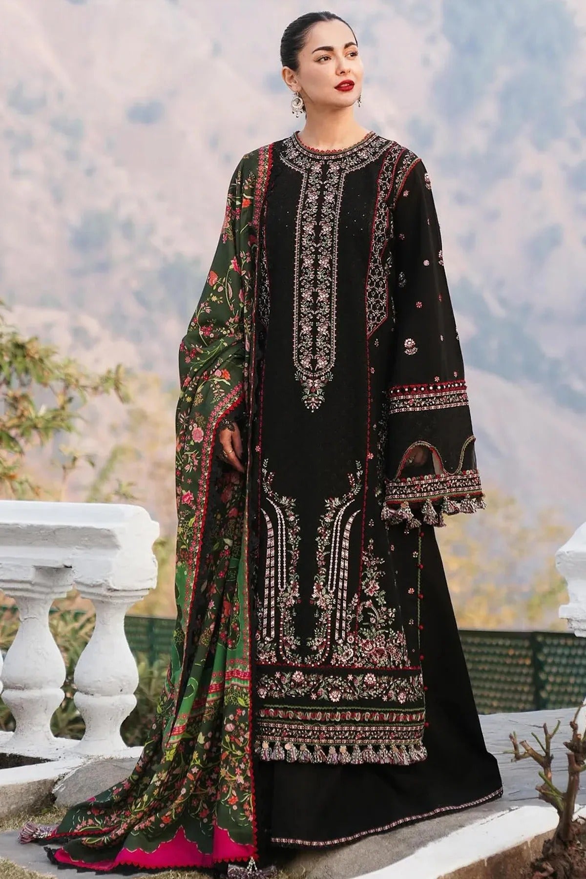 Embroidered Dhanak Unstitched 3PC Set | FS3054