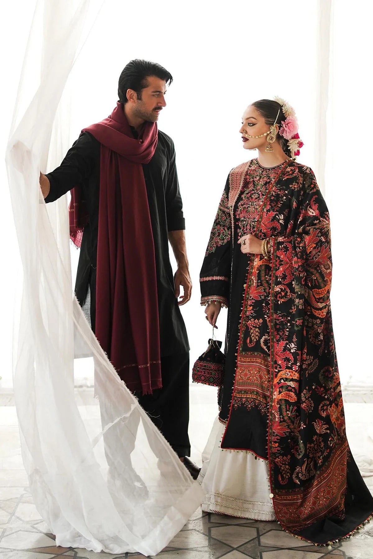Embroidered Dhanak Unstitched 3PC Set | FS3055