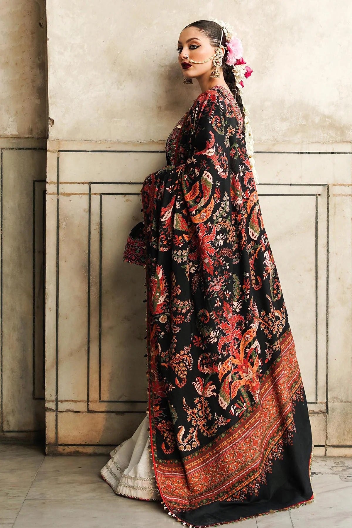 Embroidered Dhanak Unstitched 3PC Set | FS3055