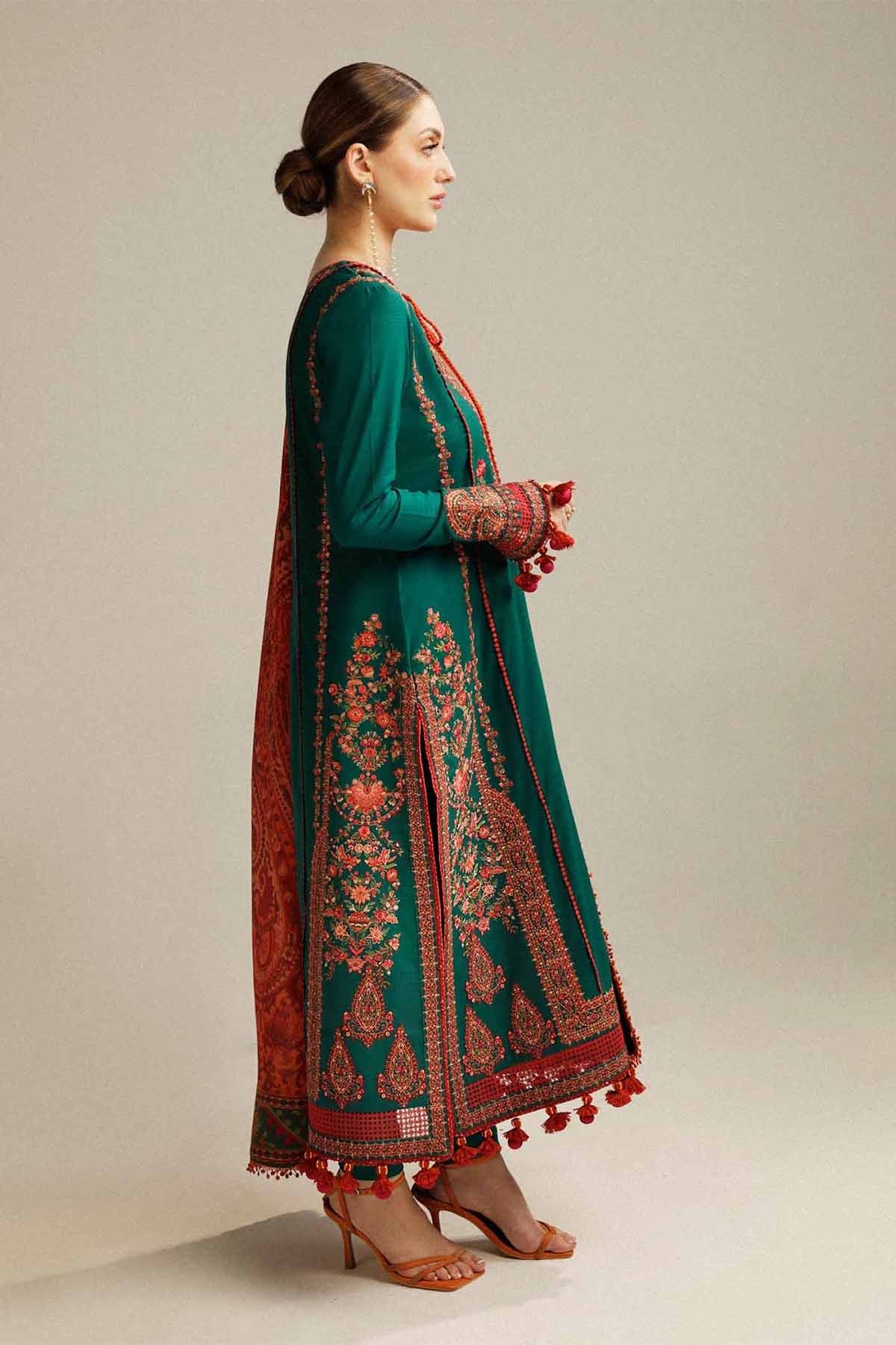 Embroidered Dhanak Unstitched 3PC Set | FS3056