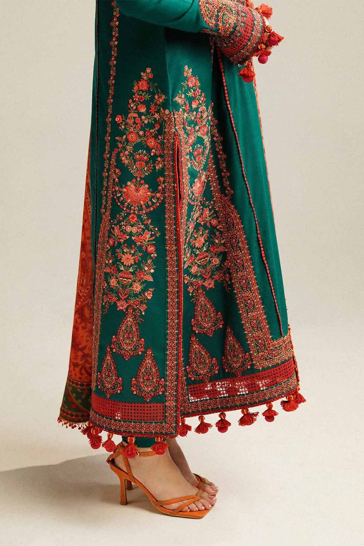 Embroidered Dhanak Unstitched 3PC Set | FS3056