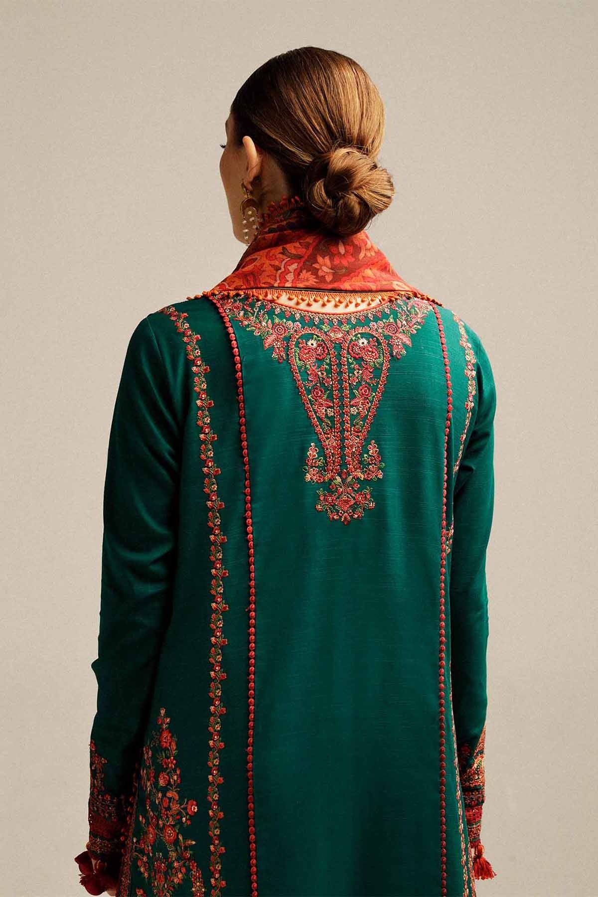 Embroidered Dhanak Unstitched 3PC Set | FS3056