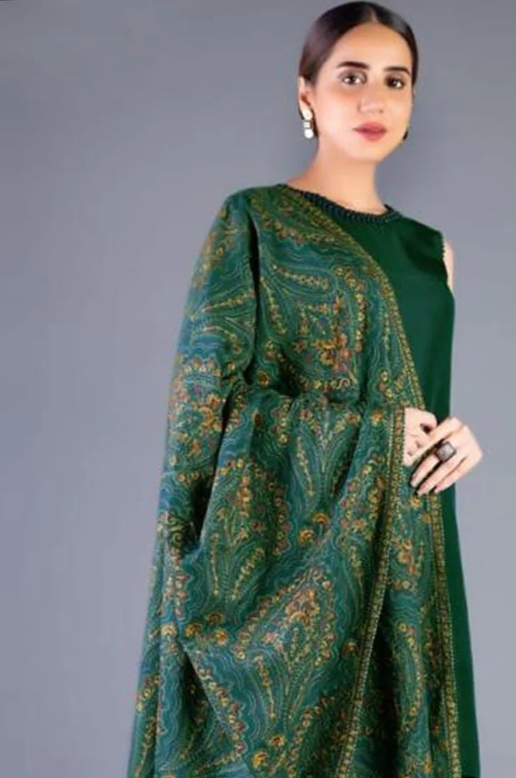 Embroidered Dhanak Unstitched 3PC Set | FS3060