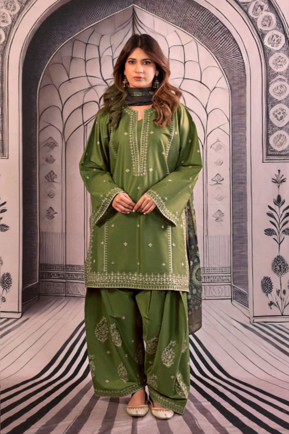 Embroidered Lawn Unstitched 3PC Set | MM1253