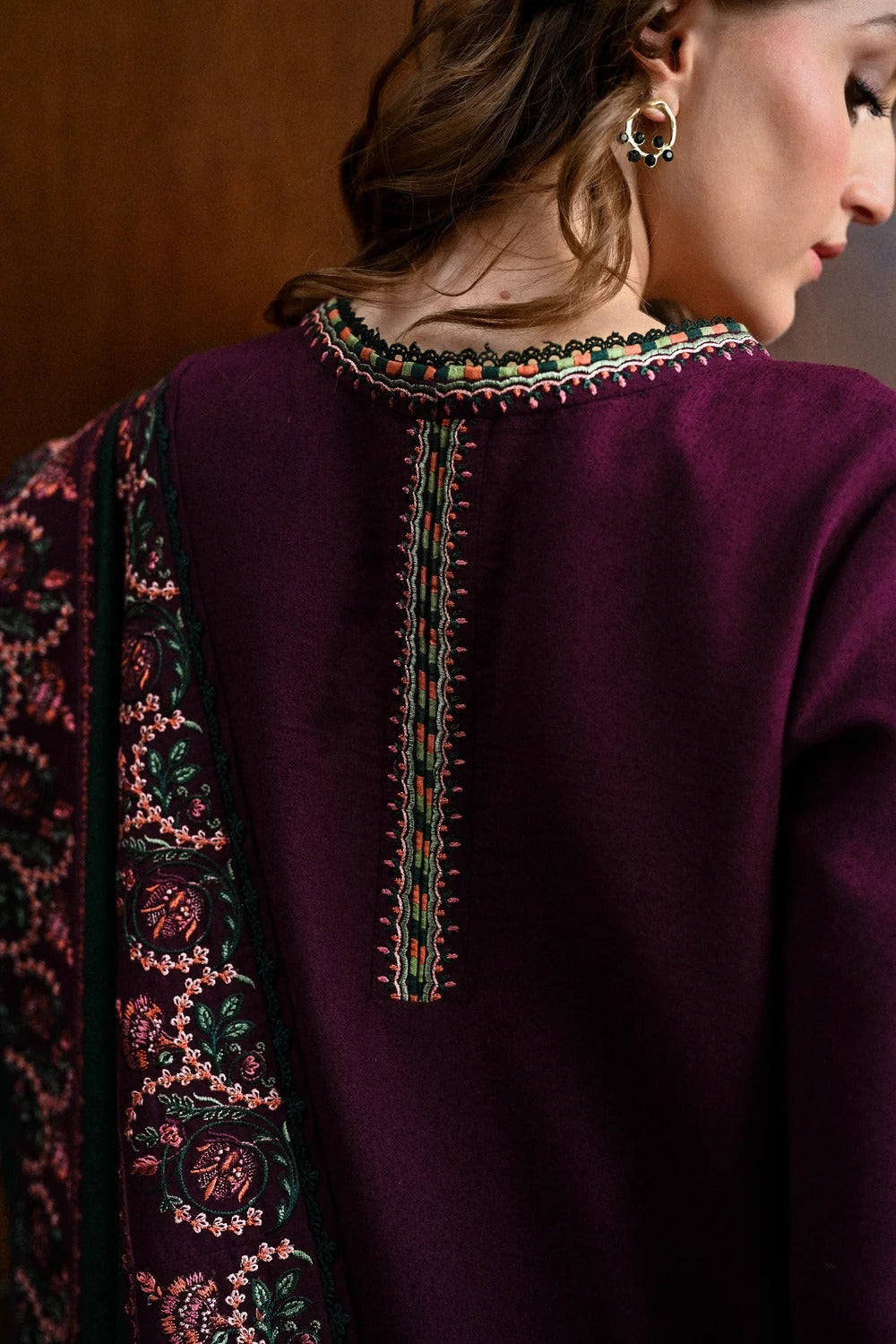 Embroidered Dhanak Unstitched 3PC Set | FS3072