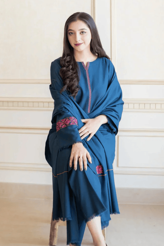 Embroidered Khaddar Unstitched 3PC Set | FS3084