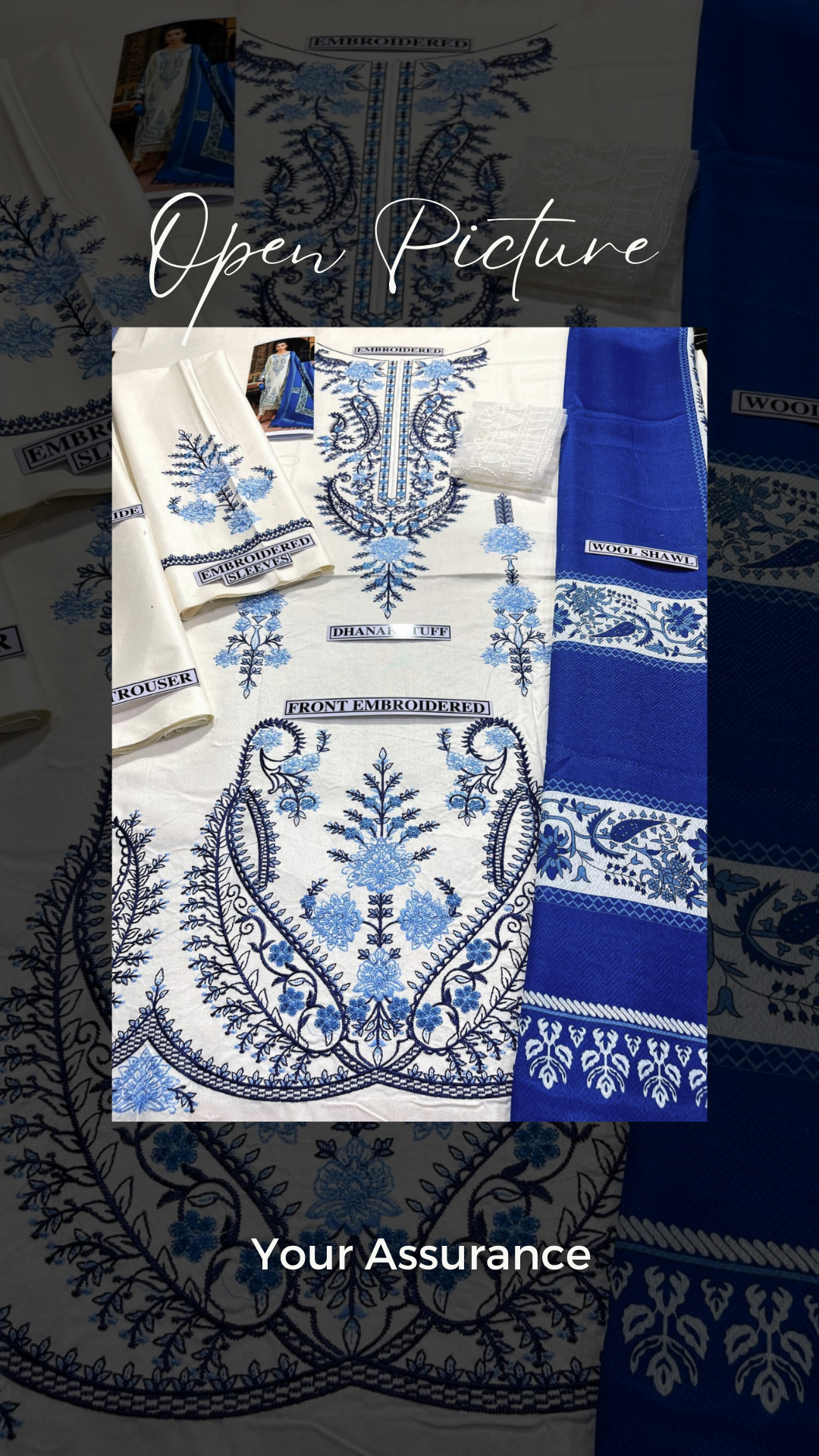 Embroidered Dhanak Unstitched 3PC Set | RJ6064